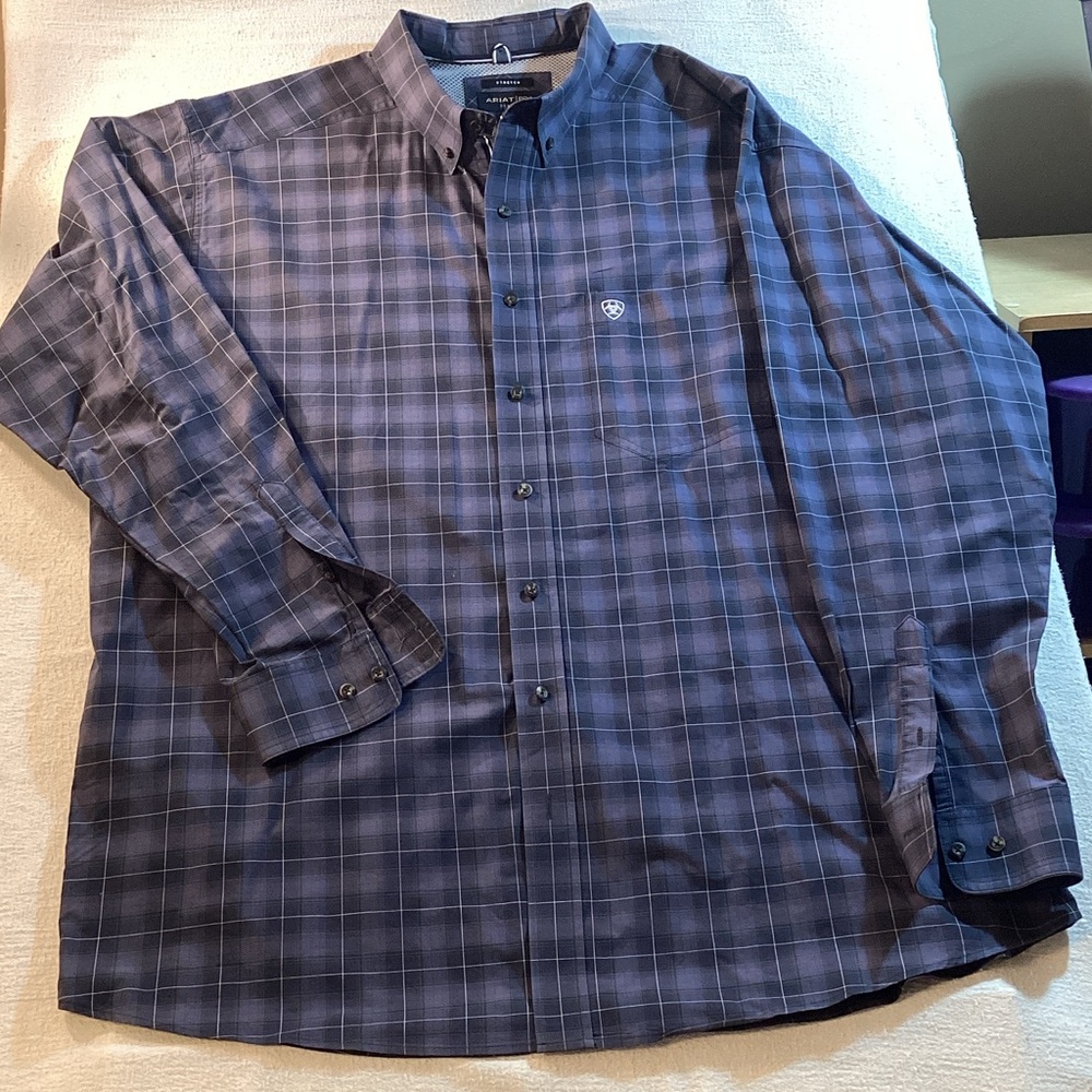 Men's Blue Plaid Ariat Pro Series Stretch Shirt